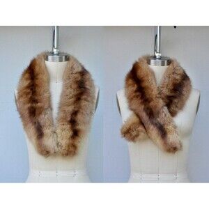 Vintage Brown Mink Fur Long Collar - Mid Century Chunky Variegated Fur